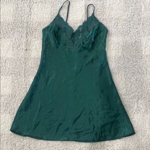 Victoria's Secret Green Lace Chemise with Silky Sheen
